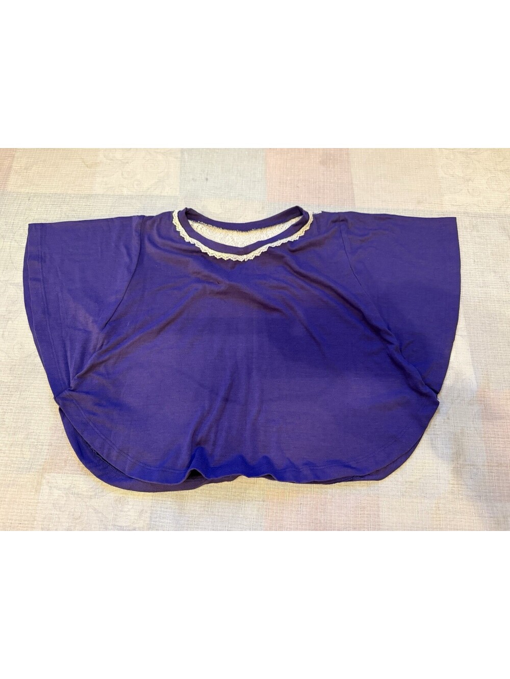 Paper Doll Womens L Purple Lace Back Dolman Top Y2K